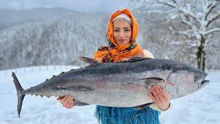 Cooking Giant Fish with Orange flavor & Rice, Sharing with Neighbors