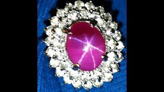 缅甸无烧六克拉星光红宝石古董钻石戒指， Six carat Burmese natural star ruby diamond antique ring,