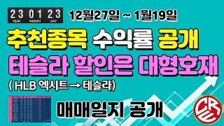 추량파 무료추천종목 매매일지&수익률 / 테슬라 대형호재  / HLB 엑시트는 테슬라 (f. 에이치엘비 )