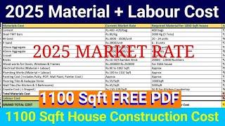 2025 material cost & labour cost | 1100 sqft house construction cost | material cost 2025 | 2025