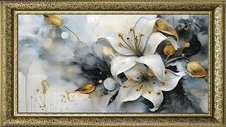 the art corner tv wallpaper a beautifully painted watercolor flower bouquet with gold accents.