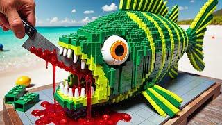 How to Make Pefect Giant FISH MONSTER Recipe IRL || Lego Cooking Stop Motion vs ASMR