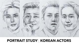 Drawing ️ Lee Jong Suk - Park Seo Joon - Ji Chang Wook - Jung Hae In ️ Portrait study | kaorumap