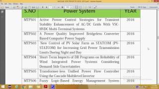 IEEE PROJECTS 2016 TITLE LIST | MATLAB POWER SYSTEM | IEEE PROJECTS 2017