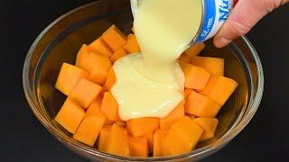 Whip condensed milk with pumpkin! The most delicious Napoleon dessert in 5 minutes! no baking!