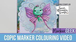 Colouring Sweet November Stamps Take Flight - Butterfly clear stamp using Copic Markers