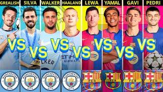 Comparison: Haaland vs Grealish vs Bernardo Silva vs Walker vs Yamal vs Lewandowsky vs Gavi vs Pedri