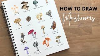 How To Draw Mushrooms ll Mushroom Doodles ll Draw With Me