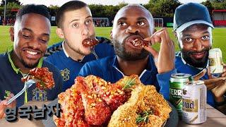 British Footballers try Korean Chicken and Beer for the first time!