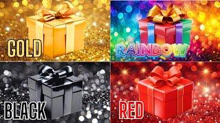 Choose your gift||4 gift box challenge||3 good & 1 bad||Gold, Rainbow, Black & Red #chooseyourbox