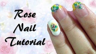 Rose French Tip Nail Tutorial (简单的玫瑰美甲教學)