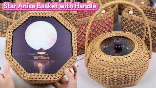 How to Weave Rattan Basket 藤编“天圆地方”八角提篮教程！#手工 #藤编 #DIY