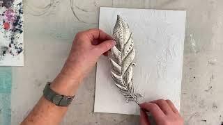 Metal Embossing Feather on Tissue Paper Canvas