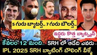 Indian premiere league ipl 2025 sunrisers hyderabad team all players latest new | sports dictator |