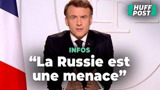 Emmanuel Macron s’en prend sans retenue à Vladimir Poutine et la Russie dans son allocution