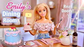 Emily’s NEW Dining Room! Making a Barbie Doll Room - Doors| Drawers| Curtains| & More