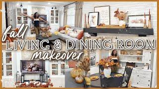 COZY FALL LIVING ROOM & DINING ROOM MAKEOVER| Decorate With Me, Fall Decorating Ideas,Furniture Flip