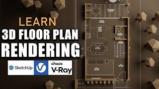 3D Floor Plan Rendering | SketchUp and V Ray