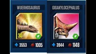 WUERHOSAURUS VS GIGAKYLOCEPHALUS II Jurassic World The Game II Dinosaurs Game