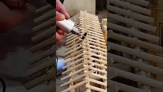 Log cabin model cutting rafter process- Good tools and machinery make work easy