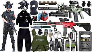 Special police weapon toy set unboxing, tank, M416 rifle, 98K sniper rifle,Glock pistol, bomb dagger