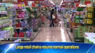 Large retail chains resume normal operations