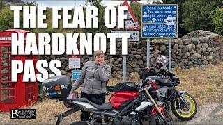 Hardknott Pass, overcoming her fear: Steepest road in England. Carol's first ever attempt.