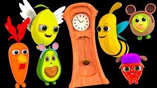 Hickory Dickory Dock - Baby Sensory Dance Party * Funky Fruits Fun Animation and Upbeat Music!