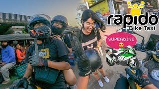 Today vlog  Picking up RAPIDO RIDERS in my SUPERBIKE | Girls Cute reaction