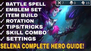 SELENA FULL HERO GUIDE 2022 | SELENA TUTORIAL FOR BEGINNERS - EMBLEM, BUILD, TIPS & TRICKS - MLBB