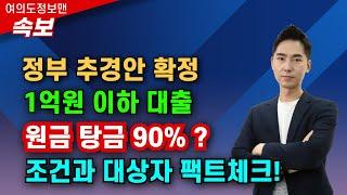 (속보) 정부, 1억원 이하 대출 90%탕감?맞는 이야기 인지 확인해봤습니다대상자, 조건 꼭 확인하세요