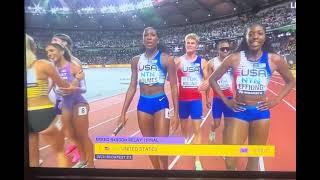 Alexis Holmes upsets Femke Bol for a USA WORLD RECORD in mixed 4x400 (I CANT BELIEVE THIS HAPPENED)