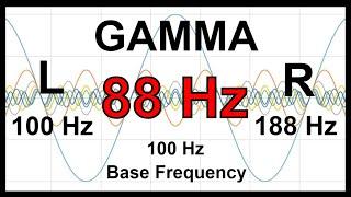 88 Hz Pure BINAURAL Beat  GAMMA Waves [100 Hz Base Frequency]