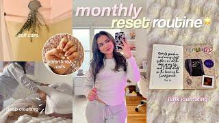 MONTHLY RESET ROUTINE  setting goals, deep cleaning, self care + journaling