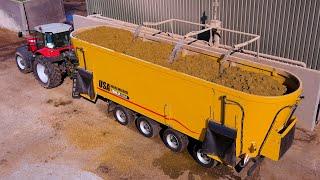 Biggest Feed mixer in Europe | USA Equipment | Vreba Dairy | Loading, mixing and feeding the cows XL