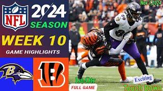 Cincinnati Bengals Vs Baltimore Ravens [ WEEK 10 ] FULL Game 1st-Qtr| NFL today | NFL 2024 Season