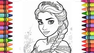 How to draw Elsa from Frozen, Elsa Disney princess drawing, elsa frozen movie 2 colouring pages