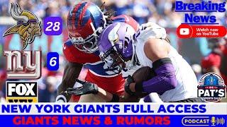 New York Giants |Recap: Vikings Embarrass Giants 28-6 On 100th Season Home Opener!!