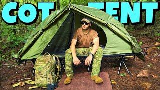 NIGHT CAT Cot Tent Solo Overnight Camping | MRE Menu 24 | Summer Wilderness Camp