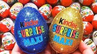 NEW! 500 Glitter Kinder Joy MAXI opening ASMR - A lot of Kinder Surprise egg toys