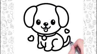 How to Draw a Puppy Easy Step by Step | Animal Drawings For Children