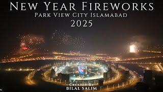 New Year Fireworks 2025 | Park View City | Islamabad | Dancing Fountains | 4K Drone Footage