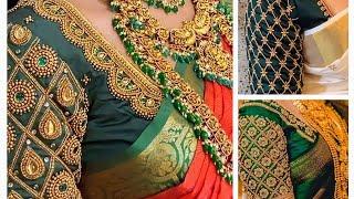 80 New Ari work Green Bridal Blouse Designs | Maggam Work Blouse Design  bridal Ari blouse designs