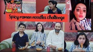 Spicy ramen noodles challenge/ft. with my father and brother / Extremely spicy   