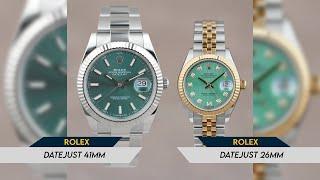 Rolex Datejust 41mm Mint Green and Datejust 26mm Two Tone Green Dial