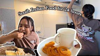 I cooked and ate *SOUTH INDIAN Food for 24 hours | Ghee Karam Dosa | Rasam Rice | Murukku