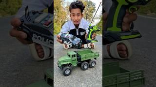 Small police Car And Rc Army Truck Unboxing