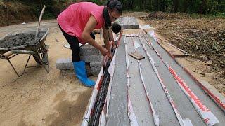 Pouring cement and iron columns to build a pig farm. Fetal ultrasound