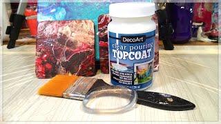 Acrylic pouring: DecoArt Pouring Top Coat part 1: 3 ways of application. Pour on, sponch & brush.