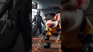 Superhero Piglet save woman from gangster #shorts #short #cute #piglet #superhero #wolverine #marvel